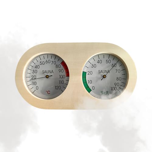 Yongmcxhhj Temperatur Luftfeuchtigkeit Monitor - Sauna Temperatur Und Feuchtigkeits Messgerät,Tragbar Präzise Leicht Ablesbar Holz Für Haus Garten Keller Bad Küche von Yongmcxhhj