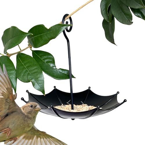 Yongmcxhhj Vogelhäuschen,Regenschirmförmiges Vogelfutterhaus Für Draußen - Verstellbarer Dekorativer Teller Mit Haken Metall Design Für Terrasse Geflügel Garten von Yongmcxhhj