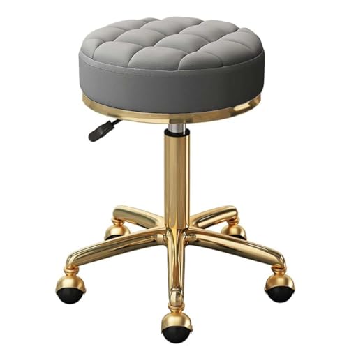 Yongyili 3 x runder Hocker, Rollhocker auf Rollen, für medizinischen Schönheitssalon und Spa, Drehstuhl mit hydraulischer Stange und goldfarbenen 5 Krallen (grau) von Yongyili