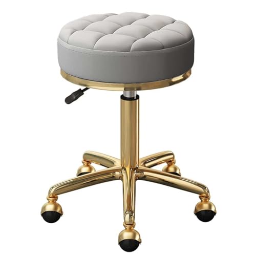 Yongyili 3 x runder Hocker, Rollhocker auf Rollen, für medizinischen Schönheitssalon und Spa, Drehstuhl mit hydraulischer Stange und goldfarbenen 5 Krallen (hellgrau) von Yongyili