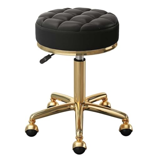 Yongyili 3 x runder Hocker, Rollhocker auf Rollen, für medizinischen Schönheitssalon und Spa, Drehstuhl mit hydraulischer Stange und goldfarbenen 5 Krallen (schwarz) von Yongyili