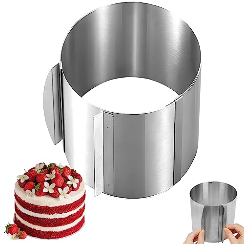 YoniYa Tortenring Verstellbar Hoch 20 cm Edelstahl Kuchenring Rund Verstellbar Backring Tortenring Backform hoch zum Schichten oder Füllen von Torten für Kuchen Moussekuchen Schokolade von YoniYa