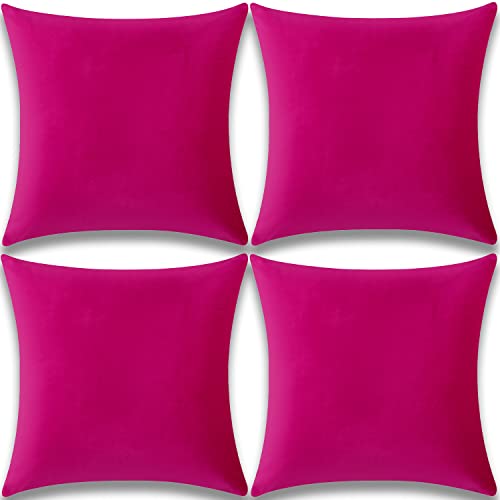 Yonous Kissenbezüge, weiches Premium-Samt, dekoratives Wurfkissen für Sofa, Bett, Couch, Stuhl, 4er Set, Hot Pink, 40 x 40 cm von Yonous