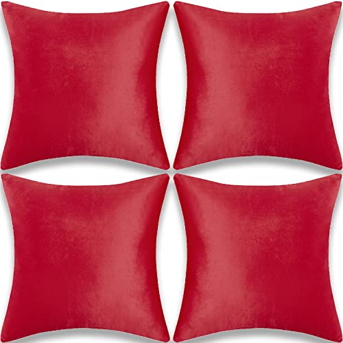 Yonous Kissenbezüge, weiches Premium-Samt, dekoratives Wurfkissen für Sofa, Bett, Couch, Stuhl, 4er-Set, Rot, 50 x 50 cm von Yonous