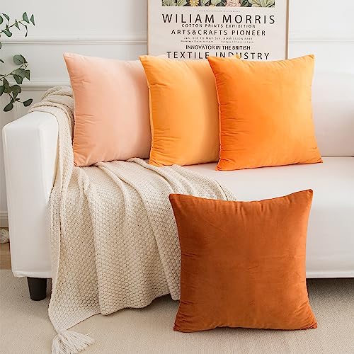 Yonous Orange Gradient Farbe Combo Set Kissenbezüge, Premium-Samt weiches Quadrat dekorative werfen Wurfkissenbezug für Sofa Bett Couch Stuhl, 4er Set, 16 x 16 Inch / 40x40 cm Yonous Orange Gradient Farbe Combo Set Kissenbezüge, Premium-Samt weiches Quadrat dekorative werfen Wurfkissenbezug für Sofa Bett Couch Stuhl, 4er Set, 16 x 16 Inch / 40x40 cm von Yonous
