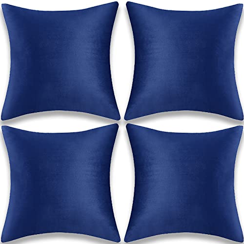 Yonous Samt Kissenbezug, Kopfkissenbezug aus Weiche Dekorative Werfen Wurfkissenbezug für Sofa Bett Couch Stuhl, 4er Set, Marineblau, 16 x 16 Inch / 40x40 cm von Yonous