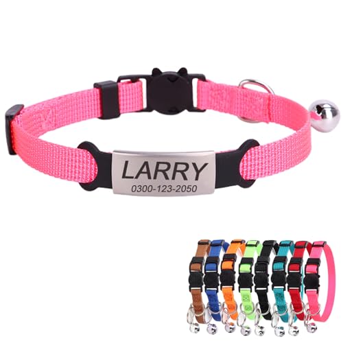 Personalisiert katzenhalsband mit Namen Telefonnummer Sicherheitsverschluss Glocke Dünn Weich Kitten Katzen Halsband für Junge Mädchen Rosa Personalisiert katzenhalsband mit Namen Telefonnummer Sicherheitsverschluss Glocke Dünn Weich Kitten Katzen Halsband für Junge Mädchen Rosa von Yonsbox