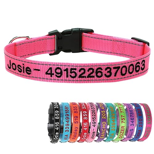 Reflektierend Nylon Hundehalsband Personalisiert mit Individuell Gesticktem Namen und Telefon für Große Mittlere Kleine Hunde Welpe von Yonsbox