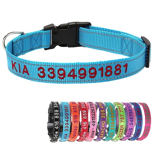 Reflektierend Nylon Hundehalsband Personalisiert mit Individuell Gesticktem Namen und Telefon für Große Mittlere Kleine Hunde Welpe Reflektierend Nylon Hundehalsband Personalisiert mit Individuell Gesticktem Namen und Telefon für Große Mittlere Kleine Hunde Welpe von Yonsbox