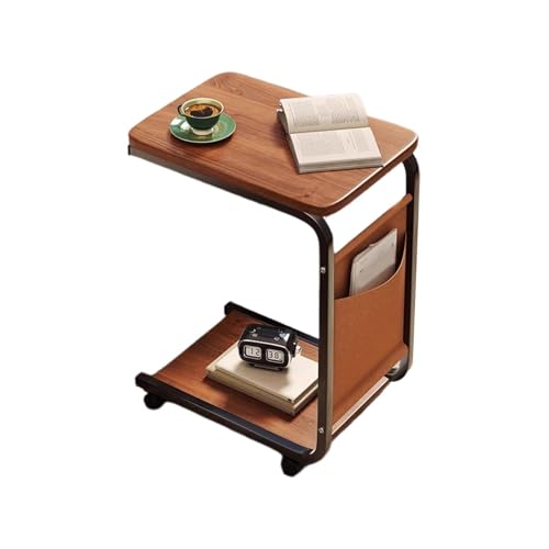 Beistelltisch, Sofatisch Mit Rollen, Mobiler Kaffeetisch, C Form Kaffeetisch Couchtisch Sofatisch Nachttisch Betttisch Laptoptisch Wohnzimmertisch Mit Aufbewahrungstaschen/Körben,40 X 28 X 63cm von Yonuaret