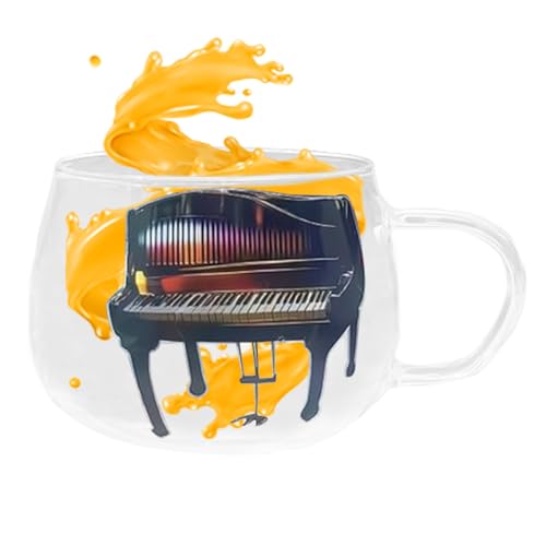 Yonuaret Glas Klavier Kaffeetasse - Originelle Trinkbecher | Glasbecher Für Kaffee Tee Und Musiker, Multifunktion Bierkrug von Yonuaret