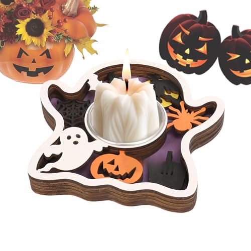 Yonuaret Halloween Kerzenständer | Kürbis Deko Kerzenhalter,Holz Halloween Deko Für Zuhause Gastronomie Party Dekoration Yonuaret Halloween Kerzenständer | Kürbis Deko Kerzenhalter,Holz Halloween Deko Für Zuhause Gastronomie Party Dekoration von Yonuaret