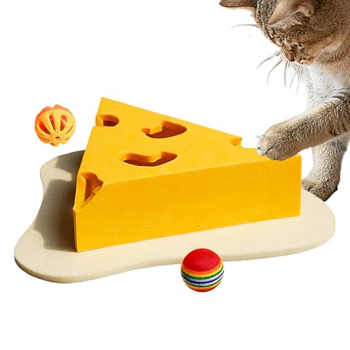 Yonuaret Katzenkratzbrett | Interaktives Kratzpad In Käseform Für Kätzchen - Abriebfeste Kratzspielzeuge Für Kleine Mittlere Große Katzen Spiel von Yonuaret