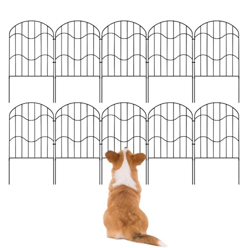 Yonuaret Metallzaunfelder | 3,3 M X 33 Cm X 61 Cm Dekorativer Sichtschutzzaun | 10 Zaunelemente Wetterfester Dekorzaun Temporäre Lösung Für Garten Rasen Terrasse Außenbereich Haustierzone von Yonuaret