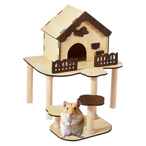 Yonuaret Nagertierhaus, Holz Hamsterkäfig Landschaftsdekoration, Villa als Erkundungsspielzeug für Landschaft Fütterung und Spielbereicherung von Rennmäusen Mäusen Zwerghamstern im Haus von Yonuaret