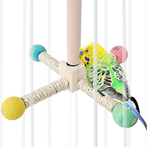 Yonuaret Vogelkäfig Spielzeug - Spielzeug Sitzstange Aus Holz Für Vögel - Stand Drehend Interaktiv Nager Für Wellensittiche Nymphensittiche Kanarienvögel Haustiere von Yonuaret