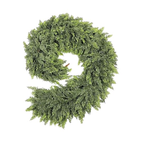 Yonuaret Zedern Girlande,Naturnachbildung Künstlicher Grüner Zedernschmuck - 1.8 Meter Deko Girlande Für Kamin Fenster Treppengeländer Tisch Türen Weihnachtsfeier von Yonuaret