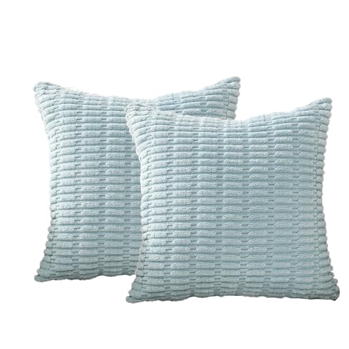 Yooamz Kissenbezug 45x45 cm 2er Set Kordsamt Kissenbezüge Kissenhülle Dekokissenbezug Sofakissen Dekokissen Zierkissenbezüge für Sofa Schlafzimmer (Blau) von Yooamz