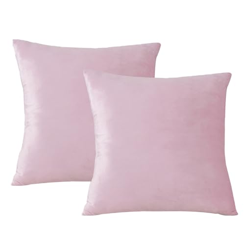 Yooamz Kissenbezug 45x45 cm 2er Set Samt Kissenbezüge Kissenhülle Dekokissenbezug Sofakissen Dekokissen Zierkissenbezug für Sofa Schlafzimmer (Rosa) von Yooamz