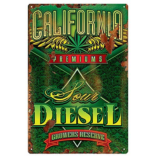 Yooce Marihuana-Blatt Metall Blechschild Cannabis Weed Iron Painting Reefer Grass Wall Art Poster 30,5 x 20,3 cm von Yooce