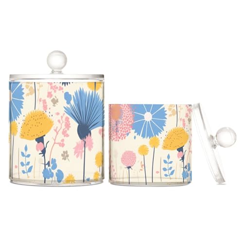Bunte Löwenzahn-Blume, moderne transparente Kunststoff-Aufbewahrungsbehälter mit Deckel, Badezimmer-Utensilien, dekorativer Aufbewahrungsbehälter für Wattestäbchen, Wattepads, Zahnseide-Picker Bunte Löwenzahn-Blume, moderne transparente Kunststoff-Aufbewahrungsbehälter mit Deckel, Badezimmer-Utensilien, dekorativer Aufbewahrungsbehälter für Wattestäbchen, Wattepads, Zahnseide-Picker von Yoogain