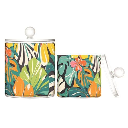 Bunte Sommer-Hawaii-Blumen, transparente Kunststoff-Aufbewahrungsbehälter mit Deckel, Speisekammer, Essentials, dekorativer Aufbewahrungsbehälter für Wattestäbchen, Wattepads, Zahnseide-Picker Bunte Sommer-Hawaii-Blumen, transparente Kunststoff-Aufbewahrungsbehälter mit Deckel, Speisekammer, Essentials, dekorativer Aufbewahrungsbehälter für Wattestäbchen, Wattepads, Zahnseide-Picker von Yoogain