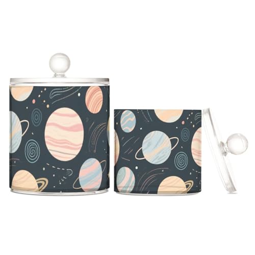 Planets Universe Aufbewahrungsbehälter aus Kunststoff mit Deckel, dekorative Aufbewahrungsbehälter für Wattestäbchen, Wattepads, Zahnseide-Picker, Büroklammern, 2 Stück Planets Universe Aufbewahrungsbehälter aus Kunststoff mit Deckel, dekorative Aufbewahrungsbehälter für Wattestäbchen, Wattepads, Zahnseide-Picker, Büroklammern, 2 Stück von Yoogain