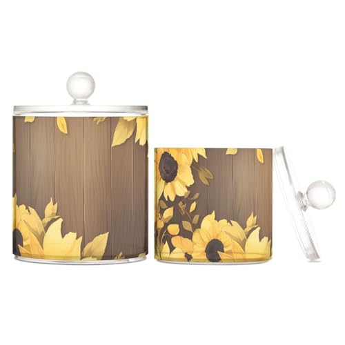 Transparente Kunststoff-Aufbewahrungsbehälter mit Deckel, Motiv: Sonnenblumen, mit Deckel, dekorative Zahnseide für Wattestäbchen, Wattepads, Zahnseide-Picker, Büroklammern, 2 Stück Transparente Kunststoff-Aufbewahrungsbehälter mit Deckel, Motiv: Sonnenblumen, mit Deckel, dekorative Zahnseide für Wattestäbchen, Wattepads, Zahnseide-Picker, Büroklammern, 2 Stück von Yoogain