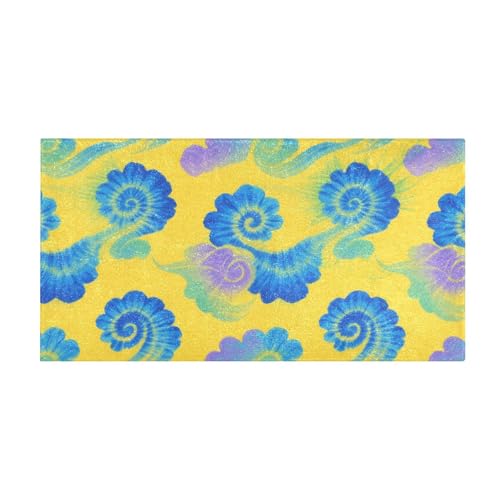 Unregelmäßige Batik-Matte in Gelb und Blau, rutschfeste dekorative Wannenmatte, rutschfest, für Innenbereich, Fußmatte, Zubehör, 99,1 x 50,8 cm von Yoogain