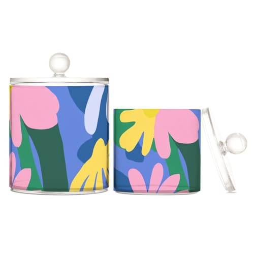 Vivid Color Blooms Aufbewahrungsbehälter aus transparentem Kunststoff mit Deckel, Speisekammer-Essentials, dekorative Aufbewahrungsbehälter für Wattestäbchen, Wattepads, Zahnseide-Picker, Büroklammern Vivid Color Blooms Aufbewahrungsbehälter aus transparentem Kunststoff mit Deckel, Speisekammer-Essentials, dekorative Aufbewahrungsbehälter für Wattestäbchen, Wattepads, Zahnseide-Picker, Büroklammern von Yoogain