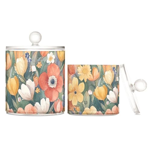 Yoogain Aufbewahrungsboxen aus Kunststoff mit Deckel, Motiv: Herbstblumen, Pfingstrosen, dekorative Aufbewahrungsbehälter für Wattestäbchen, Wattepads, Zahnseide-Picker, Büroklammern, 2 Stück Yoogain Aufbewahrungsboxen aus Kunststoff mit Deckel, Motiv: Herbstblumen, Pfingstrosen, dekorative Aufbewahrungsbehälter für Wattestäbchen, Wattepads, Zahnseide-Picker, Büroklammern, 2 Stück von Yoogain