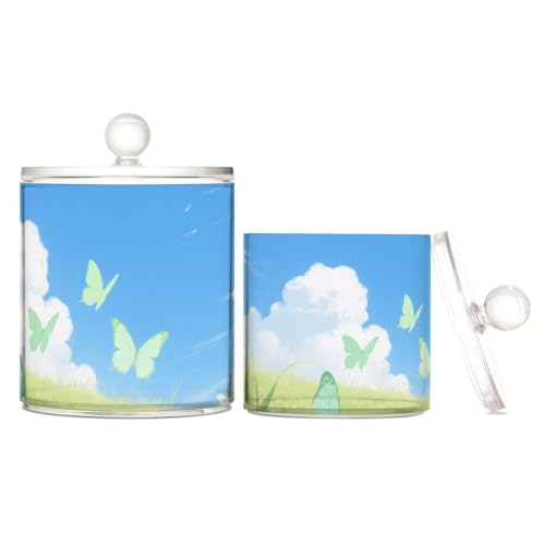 Yoogain Aufbewahrungsboxen aus Kunststoff mit Deckel, blaue weiße Wolken und grünes Gras, dekorative kleine Aufbewahrungsbehälter für Wattestäbchen, Wattepads, Zahnseide-Picker, Büroklammern, 2 Stück Yoogain Aufbewahrungsboxen aus Kunststoff mit Deckel, blaue weiße Wolken und grünes Gras, dekorative kleine Aufbewahrungsbehälter für Wattestäbchen, Wattepads, Zahnseide-Picker, Büroklammern, 2 Stück von Yoogain