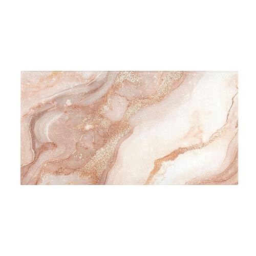 Yoogain Badematten in Roségold mit unregelmäßiger Marmorstruktur, rutschfest, dekorativ, Badteppiche für Badezimmer, Eingangsbereich, Flur, Zubehör, 99,1 x 50,8 cm von Yoogain
