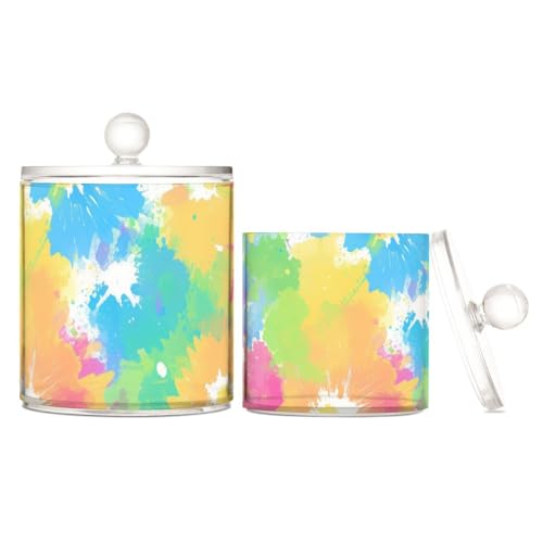 Yoogain Bunte Krawattenform mit Blumen, transparenter Kunststoff, Lebensmittel-Organizer mit Deckel, Speisekammer, Essentials, dekorative Aufbewahrungsbehälter für Wattestäbchen, Wattepads von Yoogain