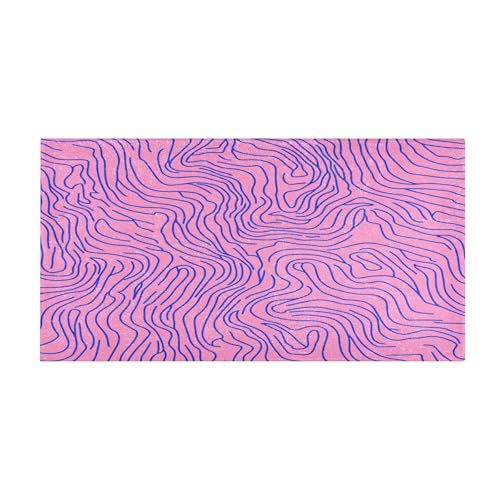 Yoogain Paech-Matten mit abstrakten blauen Linien, waschbar, rutschfest, für Wohnzimmer-Accessoires, 99,1 x 50,8 cm von Yoogain