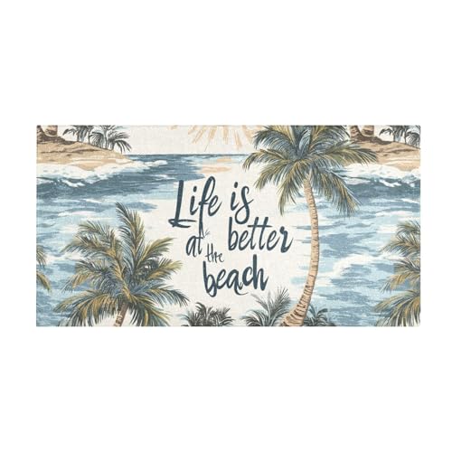 Yoogain Palm Tree Life is Better Matten, rutschfest, schimmelresistent, dekorativer Badteppich für Badezimmer, Dusche, Zubehör, 99,1 x 50,8 cm von Yoogain