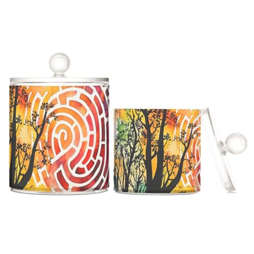 Yoogain Transparente Kunststoffbehälter mit Baum, mit Deckel, Büroutensilien, dekorative Aufbewahrungsbehälter für Wattestäbchen, Wattepads, Zahnseide-Picker, Büroklammern, 2 Stück von Yoogain