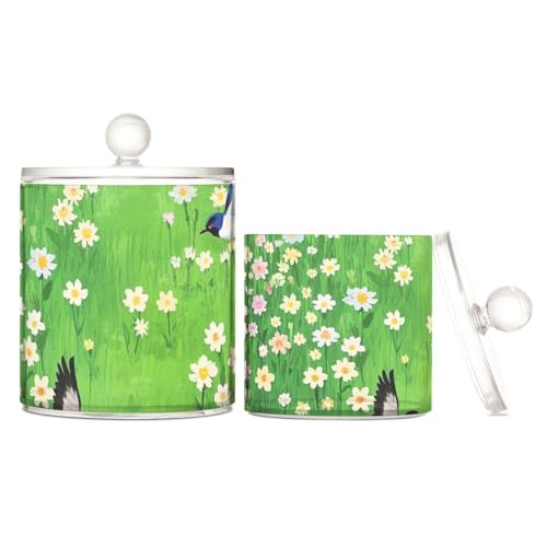 Yoogain Transparente Kunststoffbehälter mit bunten Blumen und Vögeln zur Aufbewahrung mit Deckel, Speisekammer-Essentials, dekorative kleine Aufbewahrungsbehälter für Wattestäbchen, Wattepads Yoogain Transparente Kunststoffbehälter mit bunten Blumen und Vögeln zur Aufbewahrung mit Deckel, Speisekammer-Essentials, dekorative kleine Aufbewahrungsbehälter für Wattestäbchen, Wattepads von Yoogain
