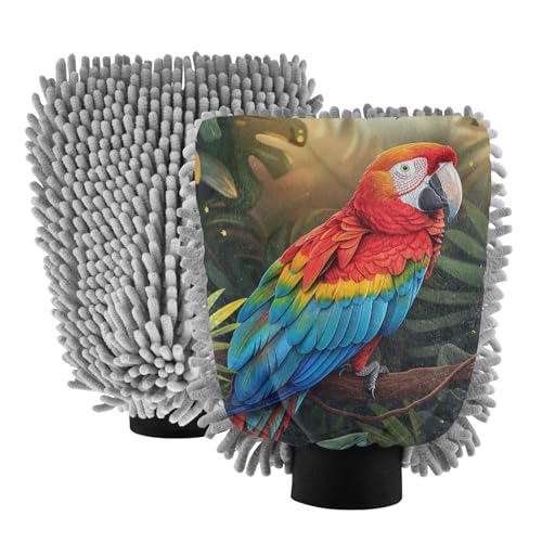 Yoogain Vibrant Waschhandschuh aus Mikrofaser, Motiv: tropische Aras, Papageien, Blumen, kratzfrei, Waschhandschuhe für Auto Yoogain Vibrant Waschhandschuh aus Mikrofaser, Motiv: tropische Aras, Papageien, Blumen, kratzfrei, Waschhandschuhe für Auto von Yoogain