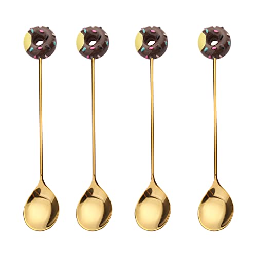 4 Stücke Edelstahl Candy Löffel Gabel Küche Geschirr Dessert Löffel Rühren Mischen Zucker Eis Teelöffel Gold Rühren Löffel von Yooghuge