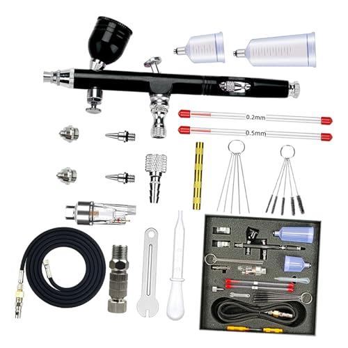 Airbrushing Kits Airbrushing Kanonen Mit 4pcs Düsenset 0 2/.3/0 5 Mm Doppelaktion Gravitational Futterluftpinsel Für Kunst Multifunktionales Handheld Kit von Yooghuge