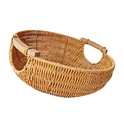 Mehrzweck Imitation Rattan Und Holzgriff Korb Effiziente Schreibtischkupplungs Management Tool Desktop Snacks von Yooghuge