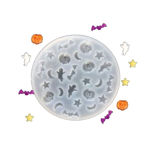 Silikon Backform Set Für Halloweens Kuchendekoration Mit Sternmondkürbisfledermaus Designs Easy Releases Halloweens Kuchen Dekoration Schimmel von Yooghuge