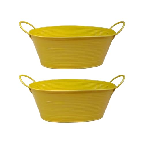 Yooghuge Ovaler Metall Pflanzerbehälter Mit Griffen Bucket Für Sukkulenten Innengarten Freien Garten Hochzeit Party Dekoration Hauswarming Geschenkpflanzer Set Set von Yooghuge
