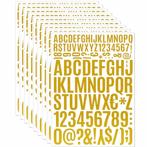 Yoolhamy Buchstaben Aufkleber 8 Blätter Selbstklebende Zahlen Aufkleber Wasserdicht Klebezahlen Alphabet Klebebuchstaben Wetterfest Groß/Klein Sticker Briefkasten Aufkleber Name (Gold) von Yoolhamy