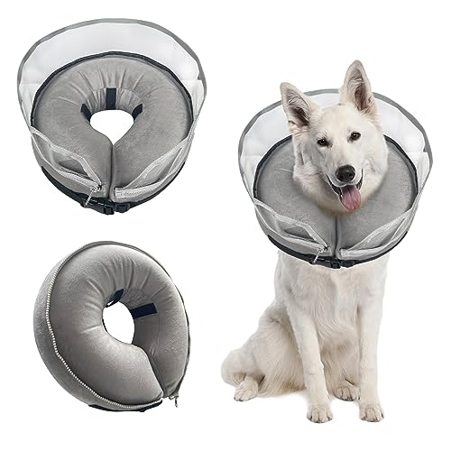 Yoolhamy Halskrause Hund Aufblasbares Hundehalsband 𝟐-𝐢𝐧-𝟏 Verstellbares Schutzkragen für Hunde Erholung Halsband Nach Operationen Neutrieren Haustier 𝐦𝐢𝐭 𝐋𝐞𝐢𝐭𝐰𝐚𝐧𝐝 𝐀𝐛𝐧𝐞𝐡𝐦𝐛𝐚𝐫 von Yoolhamy