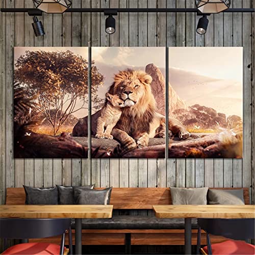 3pcs Diamond Painting Afrikanische Löwenfamilie Diamant Painting Bilder DIY 5D Full Strass Stickerei Diamant Malere Kits für Erwachsene Kinder Kreuzstich Home Wand Dekoration Round Drill,50x70cm von Yoonqun