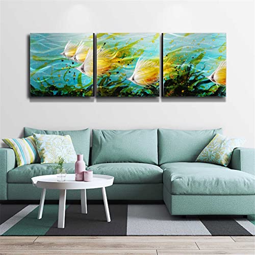 3pcs Diamond Painting Meereslandschaft Fisch Diamant Painting Bilder DIY 5D Full Crystal Strass Stickerei Diamant Malere Kits für Erwachsene Kinder Kreuzstich Home Wand Dekoration Square Drill,50x50cm von Yoonqun