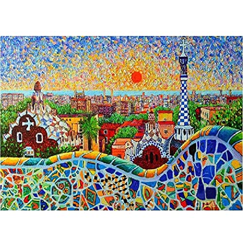 5D DIY Diamond Painting Kits,Spanien Sonnenaufgang Diamant Painting Bilder Kits Diamant Malerei Vollbohrer Kristall Strass Stickerei Kreuzstich Leinwand Kunst Wanddekorationen (30x40cm/12x16in) von Yoonqun