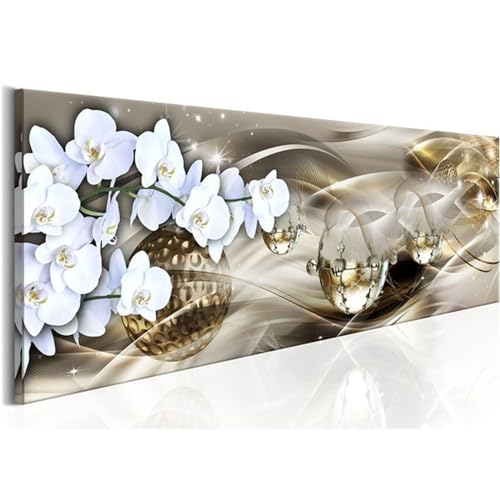 Diamond Painting,Orchidee Goldener Ball 5D Diamond Painting Kits,DIY Erwachsene Strass Stickerei Diamant Painting Bilder,Full Drill Stickerei Kreuzstich für Home Wall Decor Square Drill，50x150cm von Yoonqun